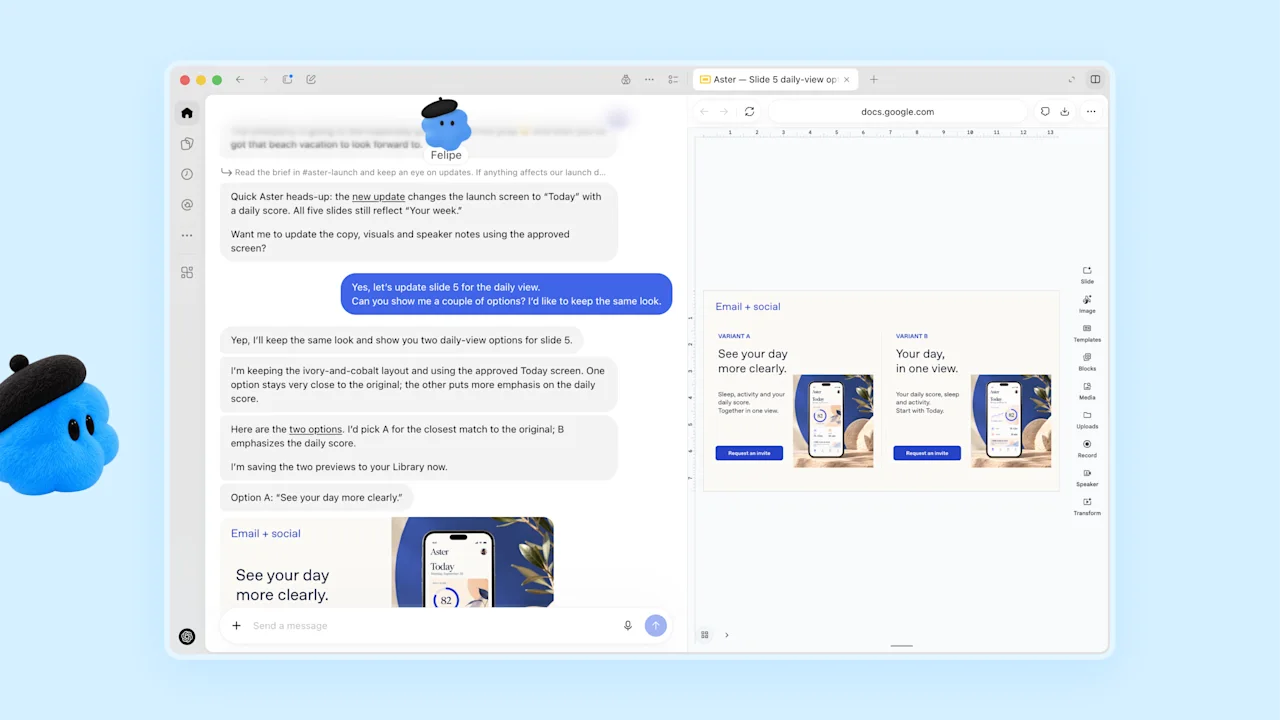 Dots helps revise launch materials in OpenAI’s product demonstration